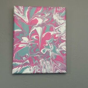 Abstract Pink,blue and white Original Painting “Pink Pony Club” 8x10